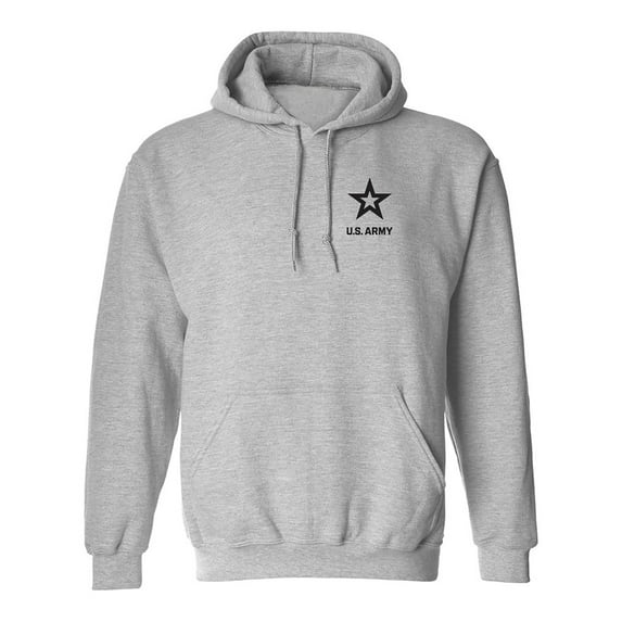US Army Star Black Ink Left ChestAdult Hooded Sweatshirt