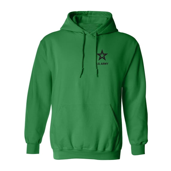 US Army Star Black Ink Left ChestAdult Hooded Sweatshirt