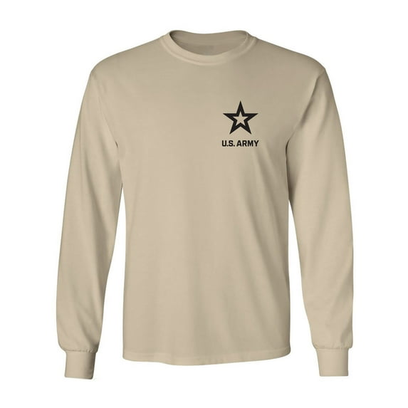 US Army Star Black Ink Left ChestAdult Long Sleeve T-shirt
