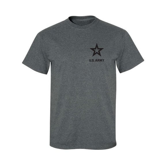 US Army Star Black Ink Left ChestAdult Short Sleeve T-shirt