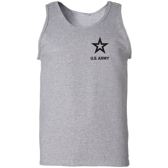 US Army Star Black Ink Left ChestAdult Tank Top