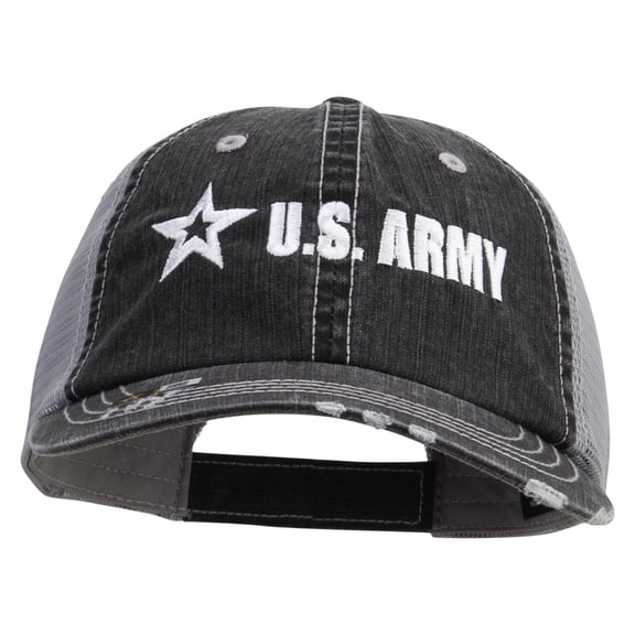 US Army Star Embroidered Low Profile Special Cotton Mesh Cap - Black OSFM