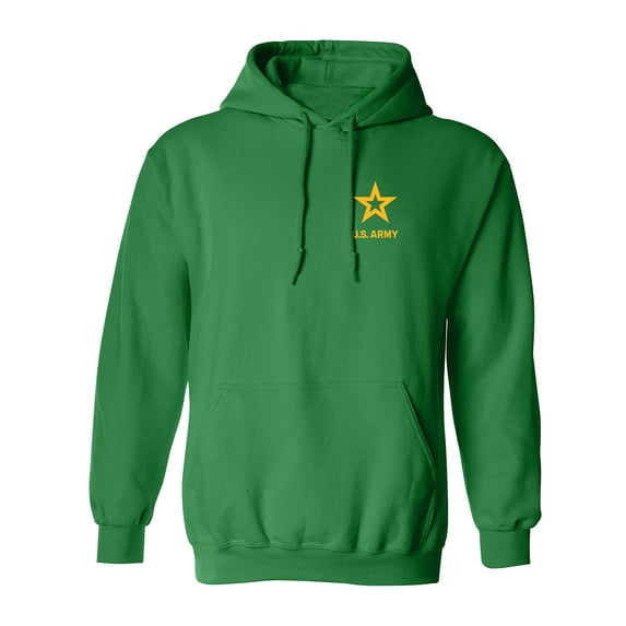 US Army Star Gold Ink Left Chest Adult Hooded Sweatshirt