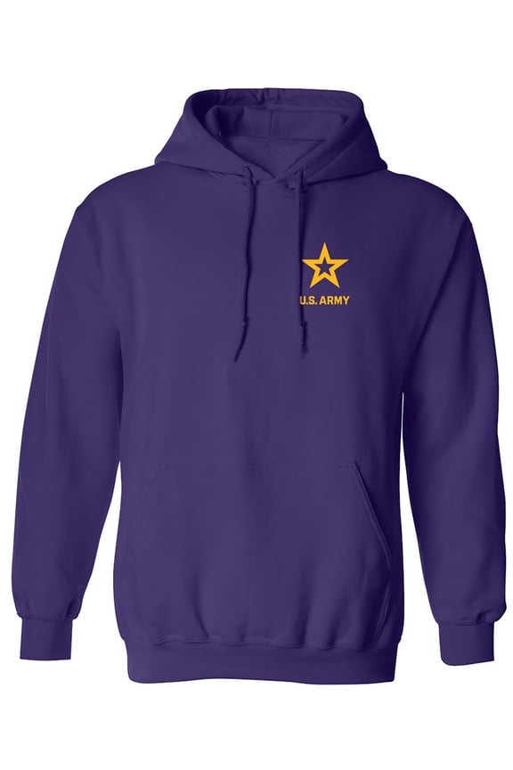 US Army Star Gold Ink Left Chest Adult Hooded Sweatshirt
