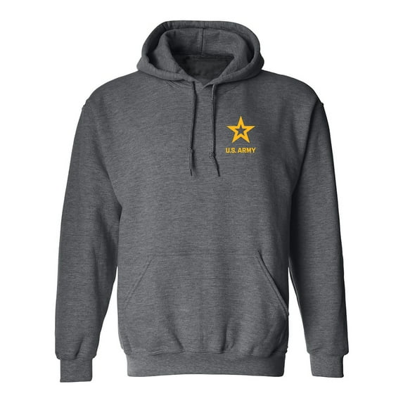 US Army Star Gold Ink Left Chest Adult Hooded Sweatshirt