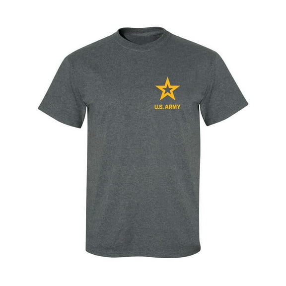 US Army Star Gold Ink Left Chest Adult Short Sleeve T-shirt