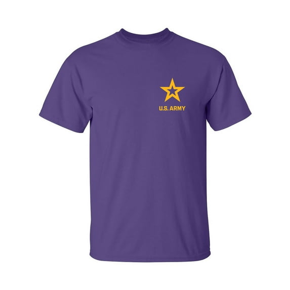 US Army Star Gold Ink Left Chest Adult Short Sleeve T-shirt