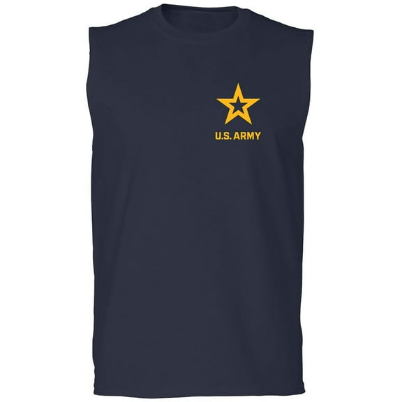 US Army Star Gold Ink Left Chest Adult Sleeveless Tee