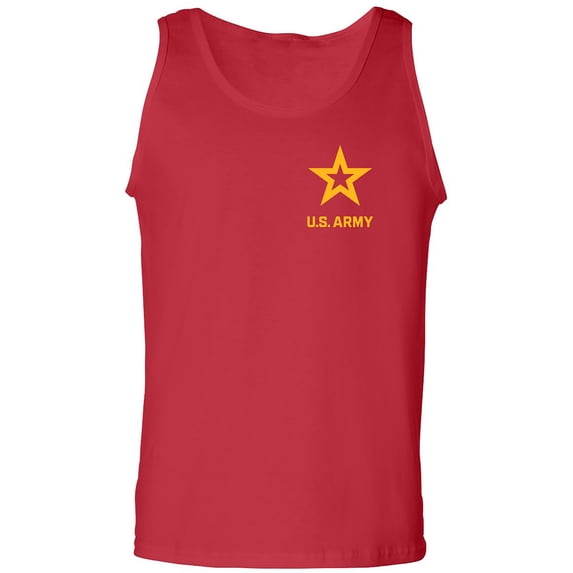 US Army Star Gold Ink Left Chest Adult Tank Top