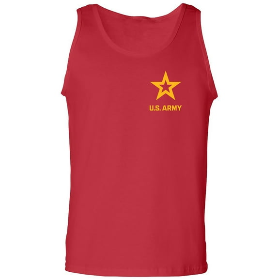 US Army Star Gold Ink Left Chest Adult Tank Top