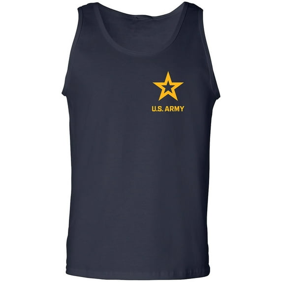 US Army Star Gold Ink Left Chest Adult Tank Top