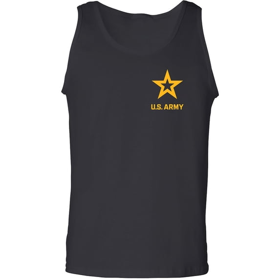 US Army Star Gold Ink Left Chest Adult Tank Top