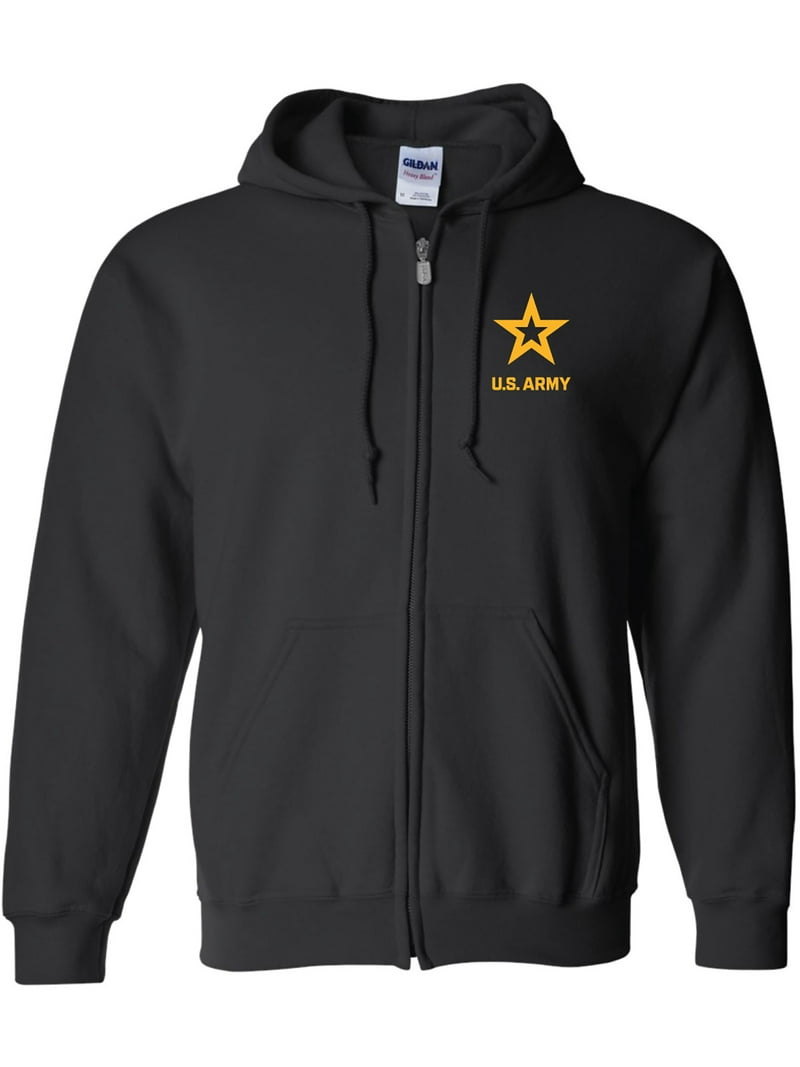 US Army Star Gold Ink Left Chest Full-Zip Hooded Sweatshirt
