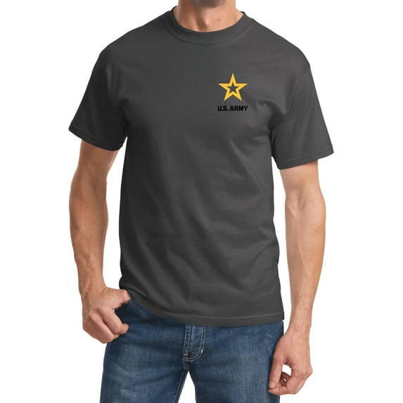 US Army Star Logo Black Chest Print T-shirt, 3XL Charcoal
