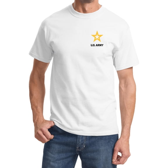 US Army Star Logo Black Chest Print T-shirt, 3XL White