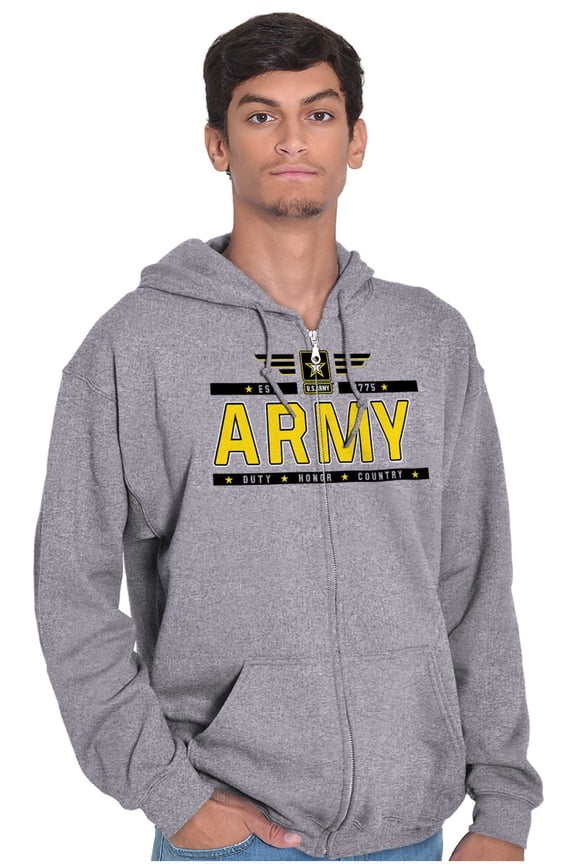 US Army Star Logo Duty Honor Courage Unisex Plus Size Zip Hoodie Brisco Brands 5X
