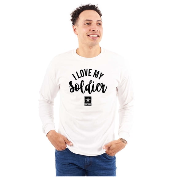 US Army Star Logo I Love My Soldier Long Sleeve TShirt Men Women Brisco Brands S