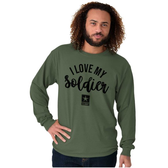 US Army Star Logo I Love My Soldier Long Sleeve TShirt Men Women Brisco Brands S
