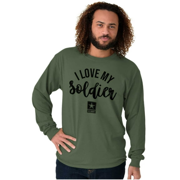 US Army Star Logo I Love My Soldier Unisex Plus Size Long Sleeve Shirt Brisco Brands 2X