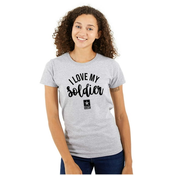 US Army Star Logo I Love My Soldier Women's T Shirt Ladies Tee Brisco Brands S