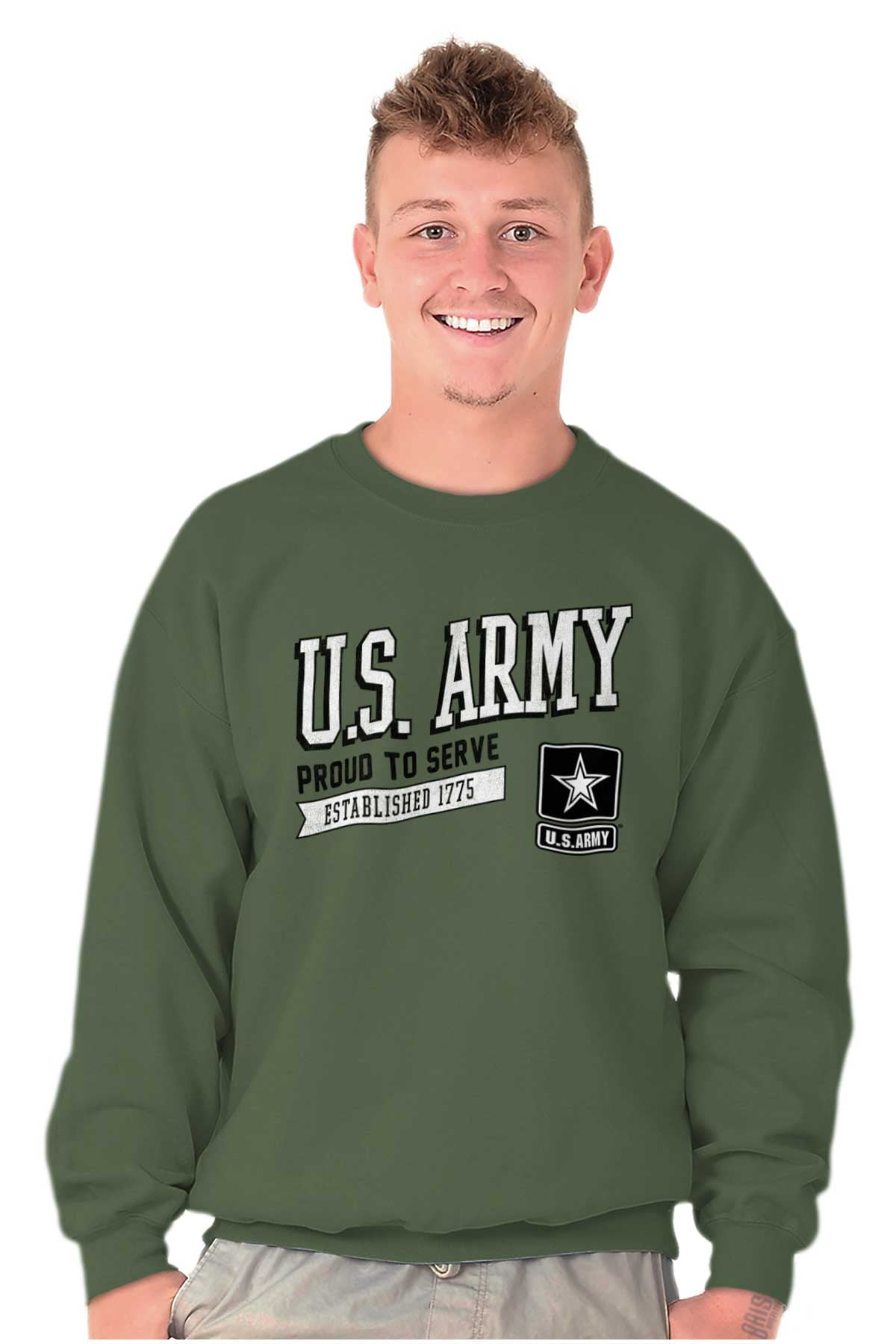 US Army Star Logo Proud to Serve Sweatshirt for Men or Women Brisco ...