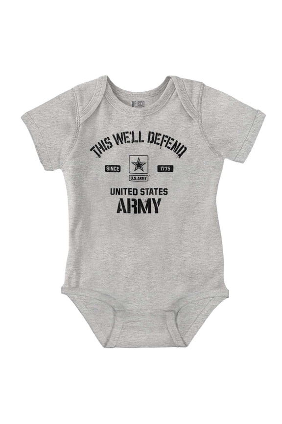 US Army Star Logo This We’ll Defend Romper Boys or Girls Infant Baby Brisco Brands 24M