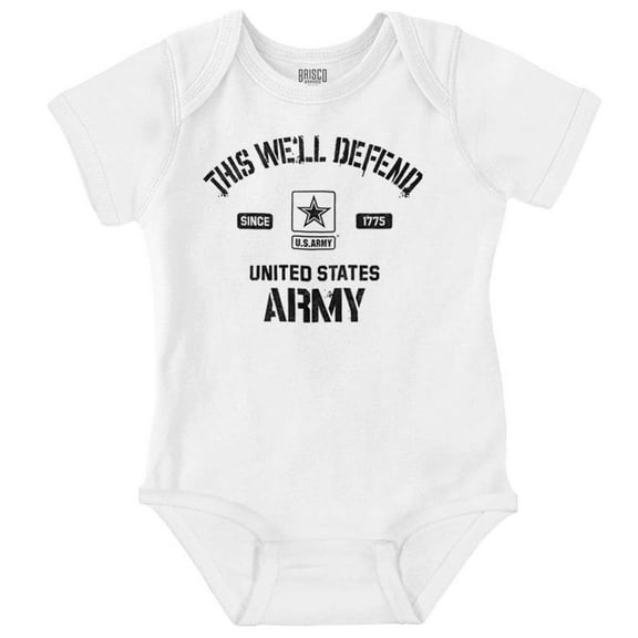 US Army Star Logo This We’ll Defend Romper Boys or Girls Infant Baby Brisco Brands 6M