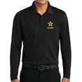 thumbnail image 1 of US Army Star Logo White Chest Print Long Sleeve Moisture Wicking Polo Shirt, Large Black, 1 of 2