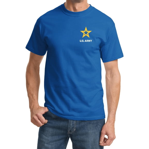 US Army Star Logo White Chest Print T-shirt, 6XL Royal