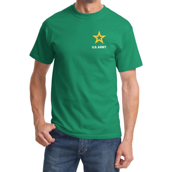 US Army Star Logo White Chest Print T-shirt, Large Kelly