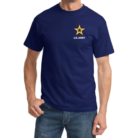 US Army Star Logo White Chest Print T-shirt, Large Navy
