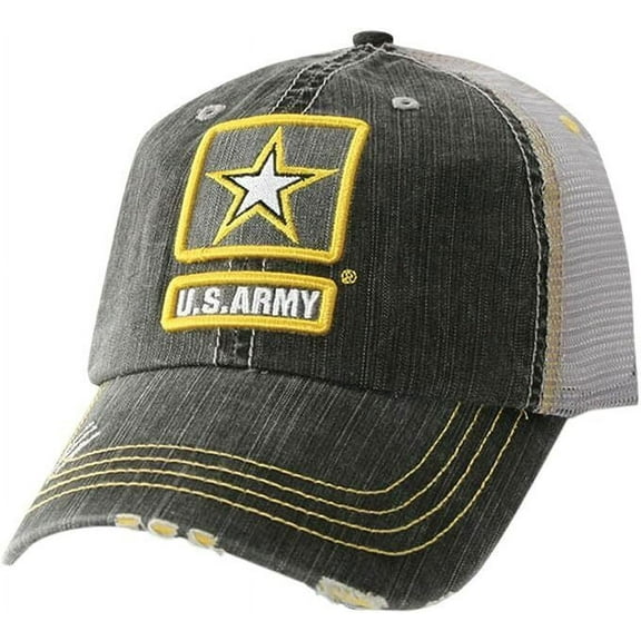 US Army Star Military Embroidered Logo Black Mesh Cap Hat Official Licensed