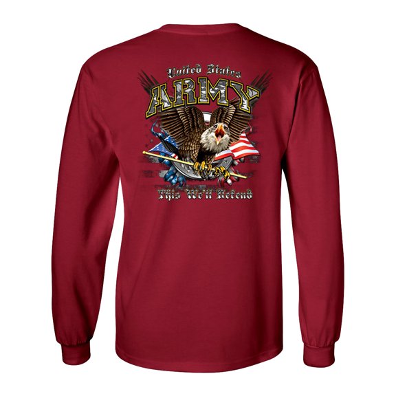 US Army This We'll Defend Unisex Long Sleeve Shirt-Cardinal Red-large