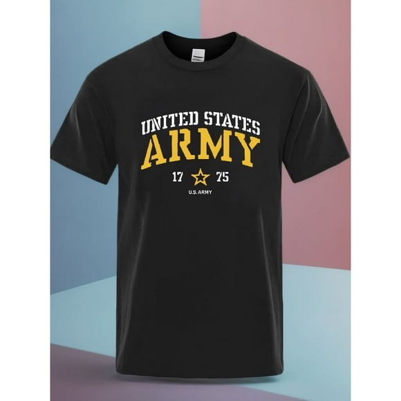 US Army Tribute Men's Cotton Tee - Casual Crew Neck, Short Sleeve Graphic Shirt for Summer Outdoor & Running