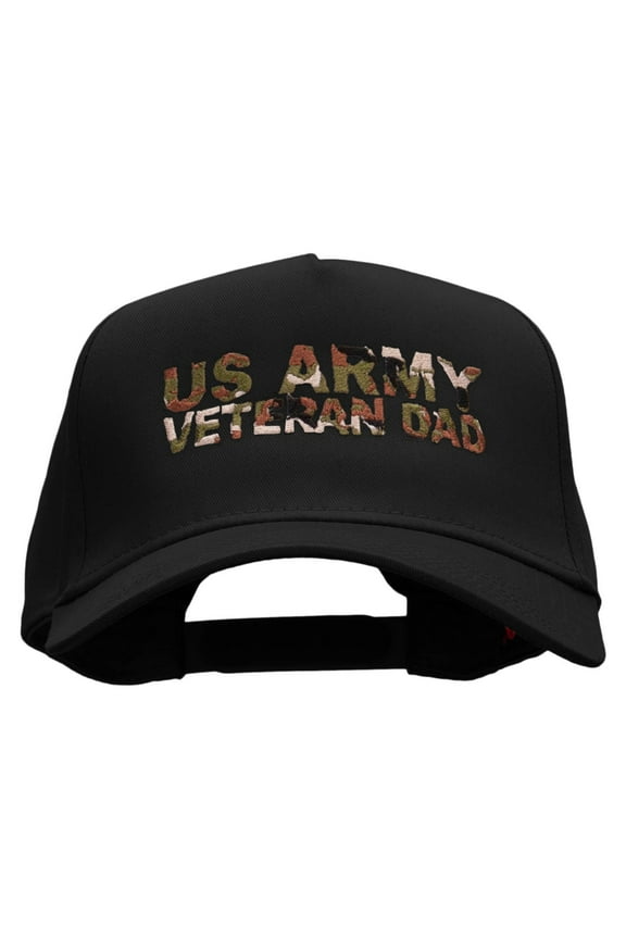 US Army Veteran Dad Solid Cotton Twill 5 Panel Prostyle Snap Cap - Black OSFM