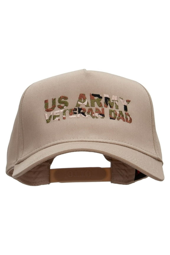 US Army Veteran Dad Solid Cotton Twill 5 Panel Prostyle Snap Cap - Khaki OSFM