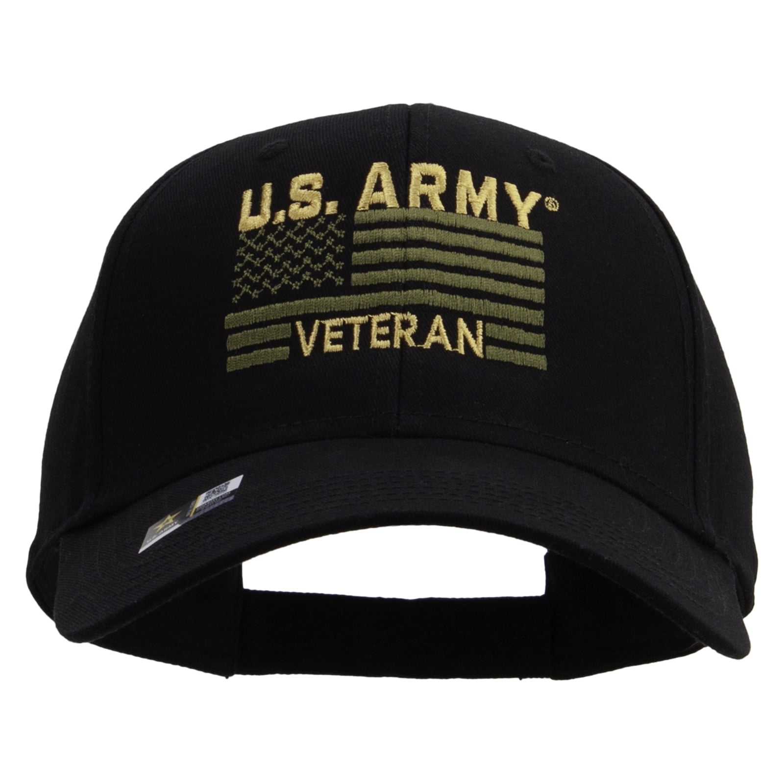 US Army Veteran Embroidered Washed Cap - Khaki, Adjustable, One Size Fits Most