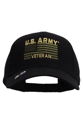 US Army Veteran Embroidered Low Profile Cotton Twill Cap - Black OSFM