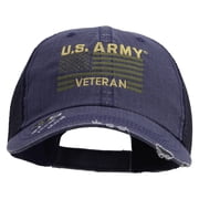 US Army Veteran Flag Embroidered Low Profile Special Cotton Mesh Cap - Navy OSFM