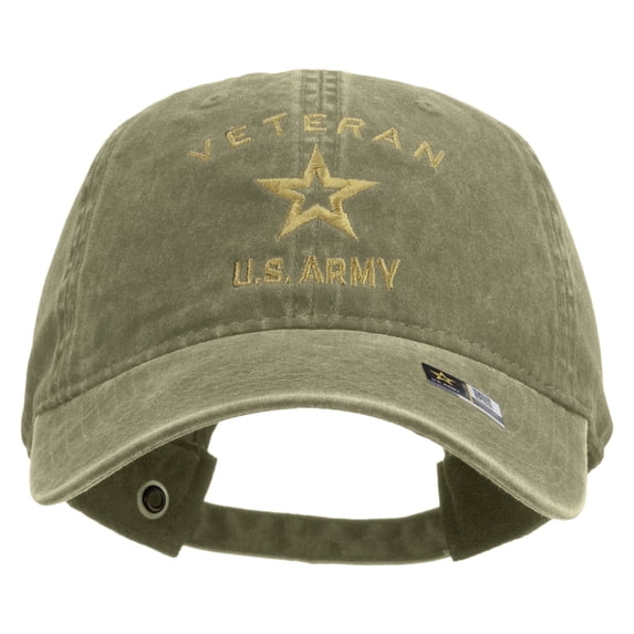 US Army Veteran Military Embroidered Washed Cap - Khaki OSFM