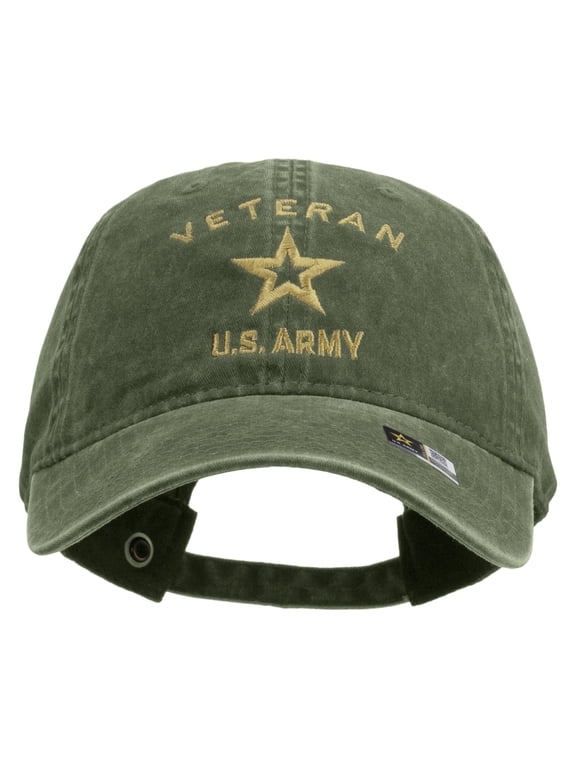 US Army Veteran Military Embroidered Washed Cap - Olive OSFM