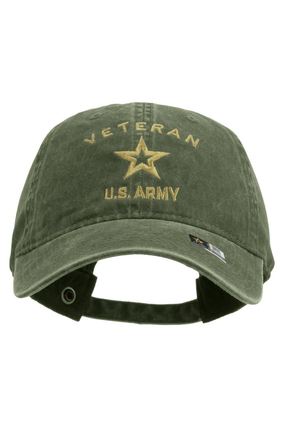 US Army Veteran Military Embroidered Washed Cap - Olive OSFM