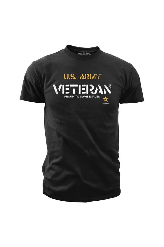 US Army Veteran Proud to Have Served Black Ink Mens T-Shirt XX-Large