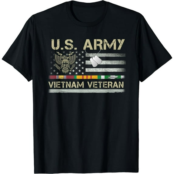 US Army Vietnam Veteran USA Flag Shirt, Veteran Vietnam Army T-Shirt Black X-Large