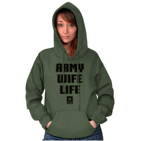 US Army Wife Life Military Logo Hoodie Sweatshirt Women Brisco Brands S