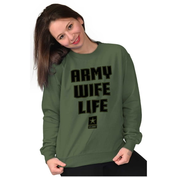 US Army Wife Life Military Logo Women Crewneck Sweatshirt Brisco Brands L