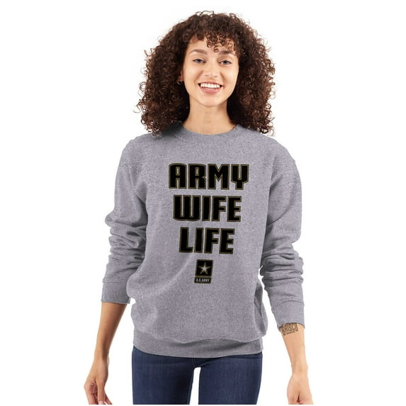 US Army Wife Life Military Logo Women Crewneck Sweatshirt Brisco Brands S