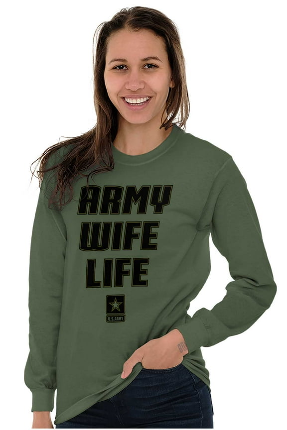 US Army Wife Life Military Logo Women Plus Size Long Sleeve Tee Brisco Brands 2X