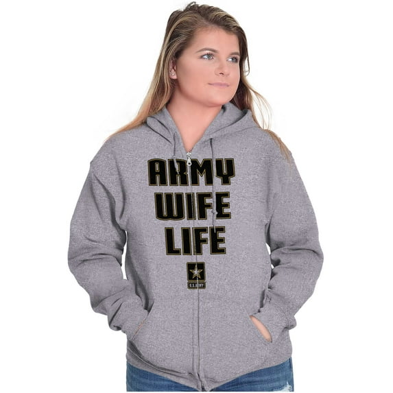 US Army Wife Life Military Logo Women Plus Size Zipper Hoodie Brisco Brands 2X