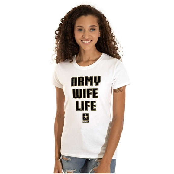 US Army Wife Life Military Logo Women's T Shirt Ladies Tee Brisco Brands X